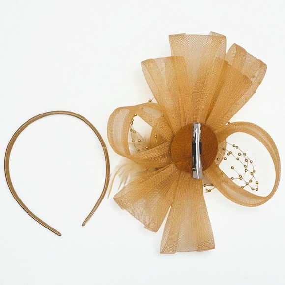 Fascinators Hat Women Tea Party Headband Flower Cocktail Mesh One Size Yellow - Picture 6 of 8